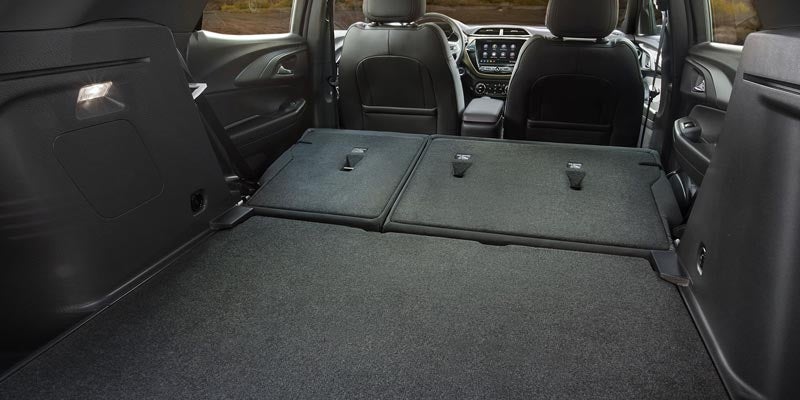 Folded seats in Chevrolet Trailblazer's cargo area